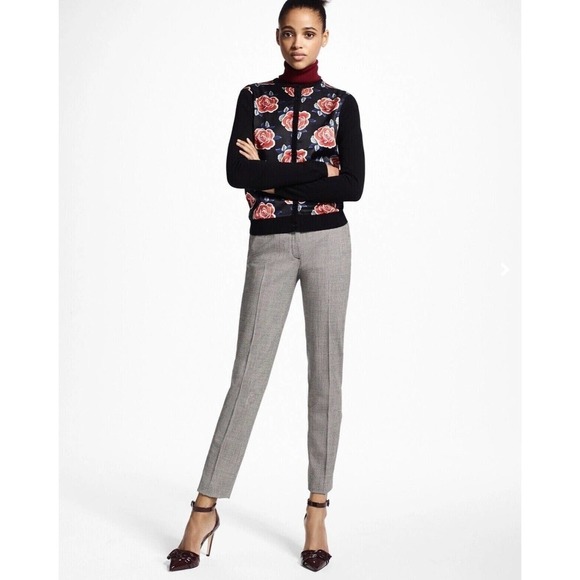 Brooks Brothers | Estethia Houndstooth Women's Gray Crop Leg Trousers Size 10 - Picture 1 of 13